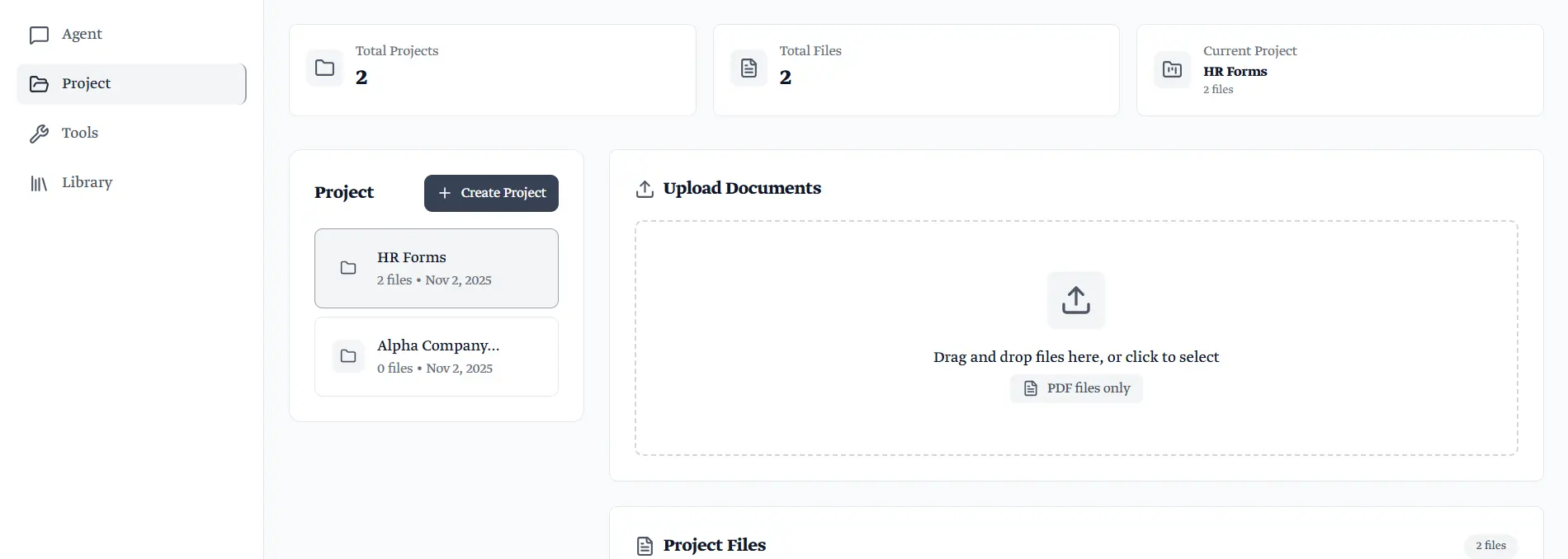 Sawmr Project Interface showing project management features, file organization, and collaboration tools